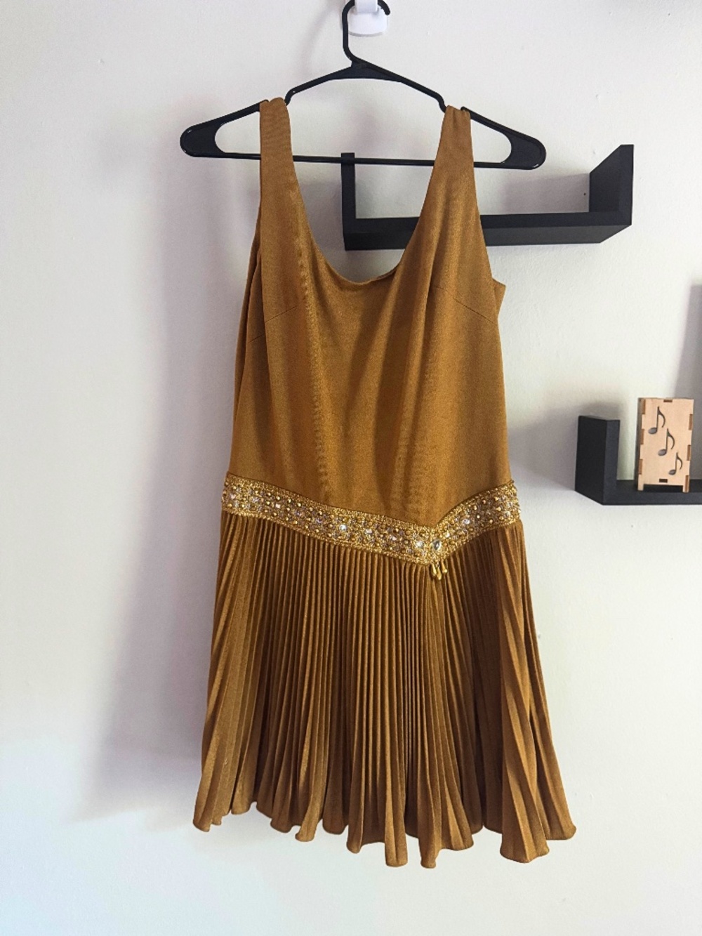 Vintage “Jr. Theme New York” Gold Metallic Rhinestone Drop-Waist Party Dress
